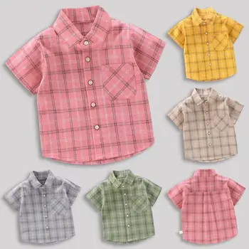 Детска риза с къс ръкав за момчета от 2 до 12 години, години Тънък детски топ в западен стил, Тениска за момчета, корейската мода 2023, новост