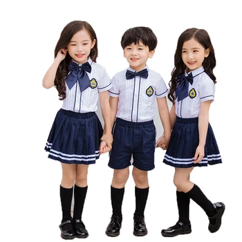 Детски летни тениски с къс ръкав, панталони, комплект облекло, училищни униформи за момчета и момичета, костюм за хор студенти детска градина