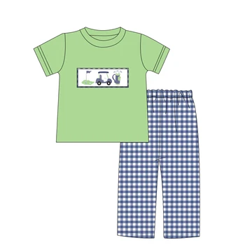 Дълги панталони в ивица с анимационни принтом за момчета, комплекти летни дрехи за малки момчета, детски бутиковая тениска