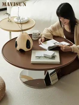 Една проста комбинация от мебели за масата в хола Дръжка от неръждаема стомана Стабилен защитен материал кремаво-бели кръгли масички