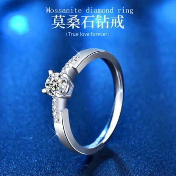 Женски пръстен Mossanite, сватбена пръстен от сребро S925 проба, малка пръстен с диамант на талията, нишевый дизайн, изящни аксесоари