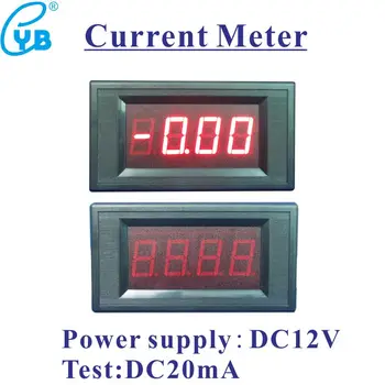 Източник на захранване DC 12V DC 20 ma led цифров усилвател панел измерване на постоянен ток, Амперметър М ток, Амперметър Червен син дисплей