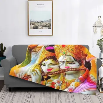Индийското Одеяло с индуски Бог Двеста Радхой, фланелевое Одеяло, Украса за пътуване в самолет, Леки Завивки