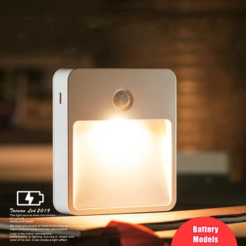 Интелигентен Led Лампа Домакински нощна светлина, Лампа за Стълби, Тоалетна, Индукционная Лампа за човешкото Тяло, Тип на Батерията