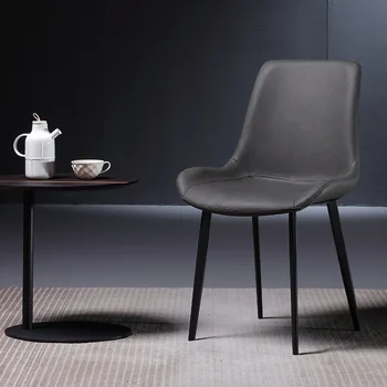 Интериорен Дизайн на Трапезария столове за всекидневна с опора за гърба за четене, Единична кожена модерен шезлонг Nordic Sillas Furniture