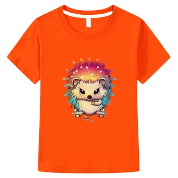 Кавайные тениски с изображение на Таралеж и на животните, Тениска от 100% памук за момчета и Момичета, Ежедневни удобна тениска с къс ръкав за Деца
