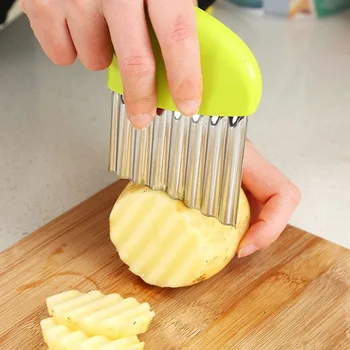Картофелерезка за приготвяне на картофена трохи картофи от неръждаема Стомана, Вълнообразни нож за Нарязване на пържени картофи, кухненски нож за Нарязване на пържени картофи, Инструменти за приготвяне на картофена трохи