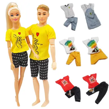 Комплект дрехи за Двойката от 2 теми, Рокля на Точки, Риза, Деним Пола в Окото, Ежедневни Облекла, Аксесоари За Кукольной Дрехи Barbies & Kens