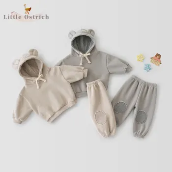 Комплект памучни основни дрехи за бебета, момичета и момчета, hoody + панталони, бебешки дрехи с дълъг ръкав, пуловер, детски дрехи от 3 до 5 години