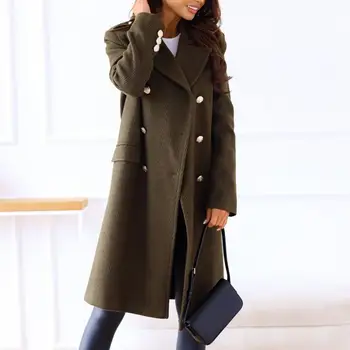 Красиво палто, уютно и удобно дамско палто, двубортная планк с ревери, женствена вълна палто