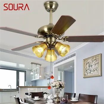Лампа с вентилатор на тавана SOURA, модерна проста лампа с дистанционно управление с пряк нож за начална дневна