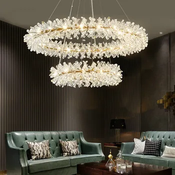 Луксозен Кристален led полилей в стил постмодерното, лампа за дневна, трапезария, дизайнерски венец, Креативна спалня, двойна лампа