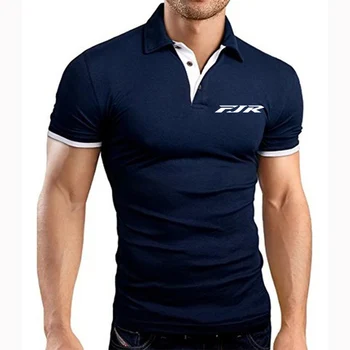 Лятна мъжка риза с къси ръкави с логото на мотоциклет FJR 1300 2023, Дишаща Риза с къси ръкави, Обикновен Стил, Простота, Яка с ревери, Тениска с къс ръкав
