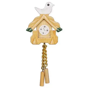 Миниатюрни реколта дървени стенни часовници Odoria 1:12 Модела с птичи махало, хол, спалня, домашно куклена къща, аксесоари за украса