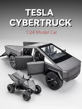 Модел пикап Tesla 1: 24, имитация на легкосплавного автомобил, suv, звук и светлина, спускащите се играчка кола, бижу колекция момчета, подарък