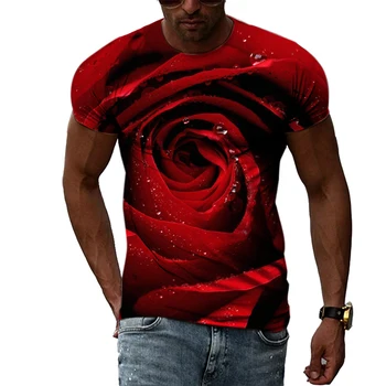 Модерен Нов летен романтичен цветен език, 3D Индивидуалност, градинска риза в стил хип-хоп с принтом харадзюку, мъжка тениска с къс ръкав, отгоре