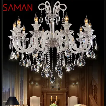 Модерната свещ SAMAN, Полилеи, led Кристални Висящи осветителни тела, Декоративни растения за дома зала, Вили, хол