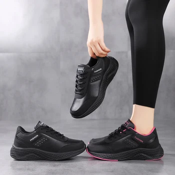 Модерни Висококачествени кожени спортни маратонки за бягане, женски удобни нескользящие дизайнерски ежедневни обувки, дамски спортни обувки за бягане