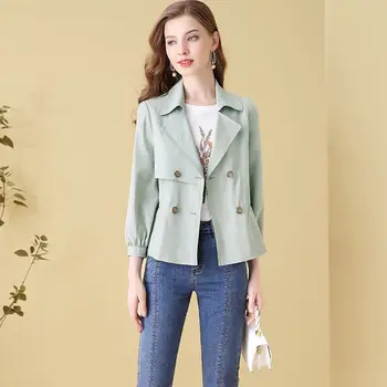 Модни темпераментен ветровка, дамско палто 2023, пролет-есен, нов тренч с талия, дамско яке, универсално късо палто X64