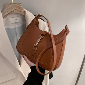 Модни Чанти през рамо от страна на Подмишниците за жени, тенденция 2023, луксозна дизайнерска чанта през Рамото във формата на Полумесец, дамски чанти от изкуствена кожа