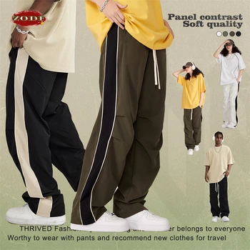 Мъжки лоскутные панталони ZODF в ретро стил, 155 гр/см, основни странични панталони в стил мозайка, унисекс, улични ежедневни прави панталони за пролетта и лятото на HY0541