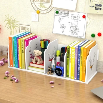 Настолна лавица за книги, поставка за студентски книги, лесна настолна полк, детски маса, офис кутия за съхранение, cartoony малка библиотека