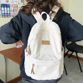 Нов продукт, модерен раница в клетката, за ученички, корейски, японски, удобен училищен раница, найлон водоустойчива чанта