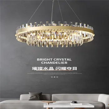 Нова led лампа, луксозен кристален полилей в хола, просто модерна атмосфера, полилей в трапезарията, в спалнята
