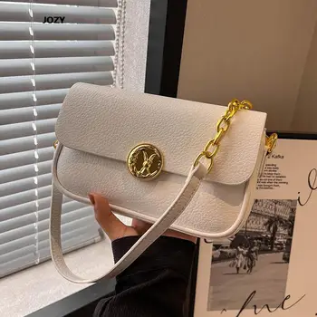 Нова висококачествена класическа кожена чанта през рамо за жени, модни луксозна дизайнерска лятна ежедневни универсална женска чанта през рамо