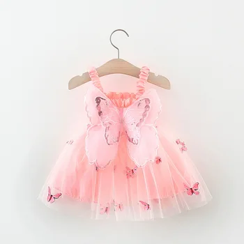 Нова рокля с обемни пеперуди с криле на гърба си, лято 2023, красива рокля на принцеса за момичета, рокли-комбинация