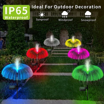 Новите слънчеви led светлини във формата на медузи, Открит градински лампа на тревата, 7 Цвята, което променя цвета си, Водоустойчив декор за пешеходна пътека във вътрешния двор, Лампа със слънчеви цветя