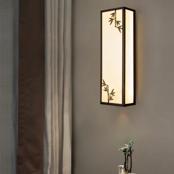 Новият стенен лампа в китайски стил за дневната, монтиран на стената лампа за телевизор, Бронзова лампа за коридора, Лампа за спални