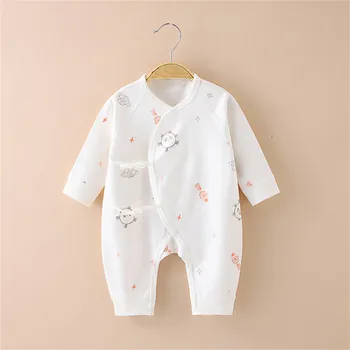 Облекло за новородени 0-12 месеца, гащеризон с дълъг ръкав, памучно боди за момчета и момичета, детски пижами, есен облекло