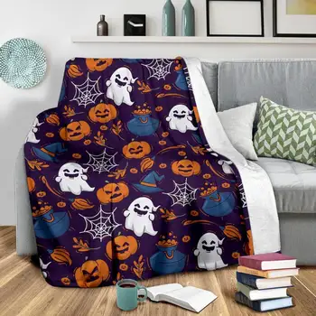 Одеяло с принтом тиква за Хелоуин, Одеало за диван-легло, супер Меко Топло Одеяло, фланелевое покривки