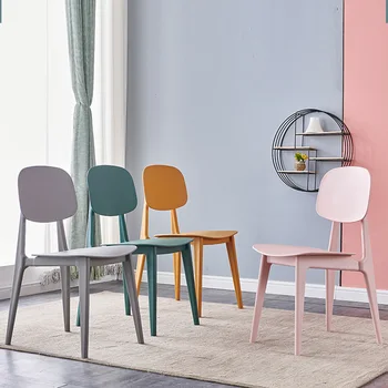 Пластмасов стол, трапезни столове за кухненски мебели, удебелена на облегалката на стол, домашен скандинавски модерен минималистичен маса за хранене, стол за ресторант