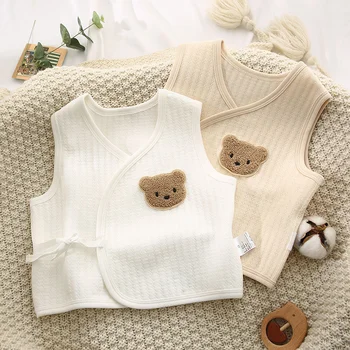 Пролет-есен нова детска жилетка от памук материал приятен за кожата, модни топли блузи без ръкави за момчета и момичета