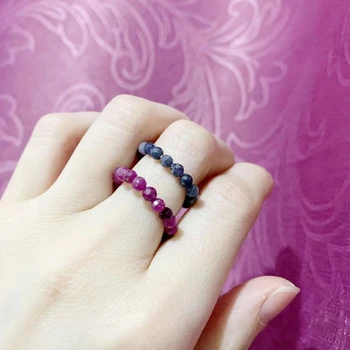 Пръстен с естествен червен рубин и камъни за жени, пръстен със сапфир 3 мм, перли, от скъпоценни камъни, бижута за пръстите, 1 бр.