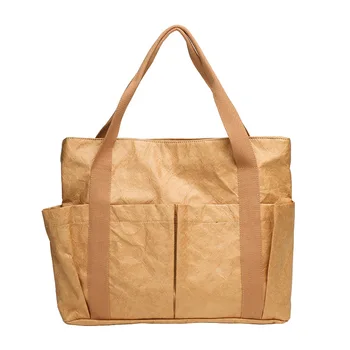Реколта женствена чанта от крафт-хартия 2023, Новата Модерна дамска чанта-тоут, чанта през рамо, чанта през рамо