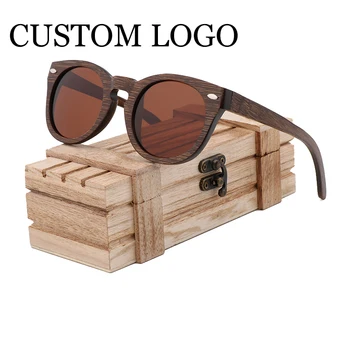 Ретро-кафяви бамбукови поляризирани слънчеви очила с UV 400 с антирефлексно покритие, ръчно изработени, модерен дизайн за жени и мъже в ретро стил