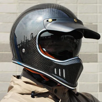 Ретро мотоциклет шлем от въглеродни влакна, който да бъде одобрен от МКО DOT за мъже и жени, каска за мотокрос Casco Moto Casque