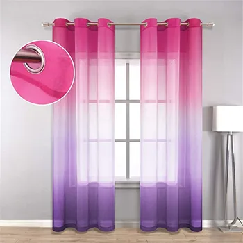 Розово-лилаво спално бельо, прозрачни завеси, градиентные полупрозрачни пердета от воал за спални, хол, люверсные завеси на прозореца, стаята на принцесата