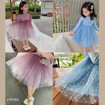 Рокля за малки момичета, Памук костюми за деца, Пролет-есен Принцеса Рокля от 1 до 6 години, Бебешки Дрехи в корейски стил