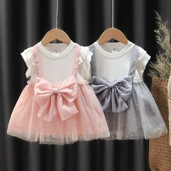 Рокля за момичета Модни летни дрехи за деца 1-6 години, детско памучно принцеса рокля за момичета, лятна рокля