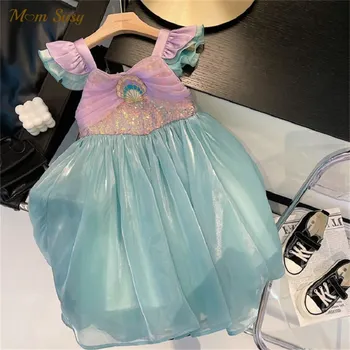 Рокля-пакетче принцеса с пайети за малки момичета, лятото модерни дрехи за момичета, празничен костюм за рождения Ден, кралят костюм, детски дрехи от 1 до 12 години