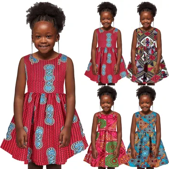 Роклята е за деца в африканския стил, рокля без ръкави в традиционен стил дашики за малки момичета, рокли на принцеси в Анкара, ежедневни облекла, Vestidos