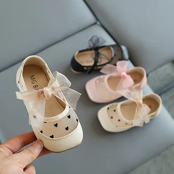 Сандали за момичета Окото обувки Mary Janes за деца Кожени обувки с изрезки Обувки принцеса с пеперуда Дишаща детски обувки за бебета
