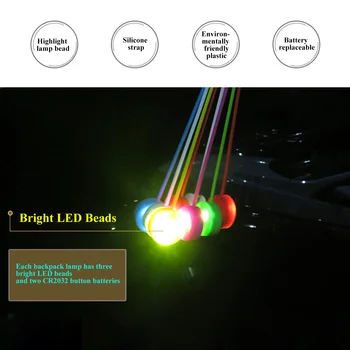 Силиконови сигнални лампи със светкавица, Водоустойчив Нощен светоотражающая лампа, Бутон, Училищен раница на батерии, окачване за къмпинг, разходки
