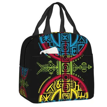 Символ на берберски хартата Амазиг, термоизолированная чанта за обяд, дамски преносим чанта за обяд с принтом Tamazight, за тази храна, чанти-тоут за пикник