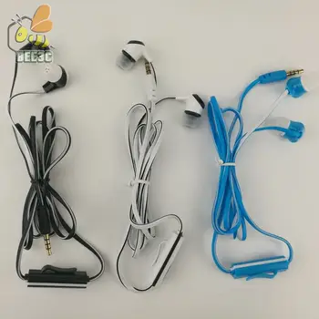 слушалки-втулки с дължина 1,2 м, Елегантен дизайн във формата на юфка, Жично слушалка с микрофон, син, бял, черен, ушния капачка с микрофон, мек материал, CP-10, 500 бр.