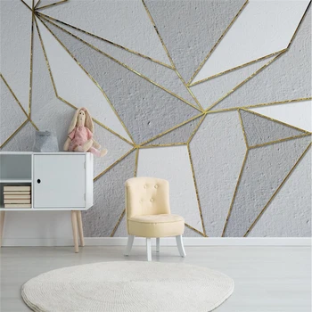 Тапети beibehang, стенописи по поръчка, скандинавски простота, индивидуалност, абстрактен геометричен златен фон за телевизор в хола